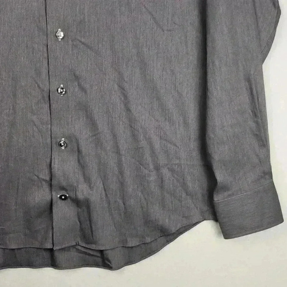 Lorenzo Uomo Trim Fit Mens Gray Dress Shirt Sz 17 Button Up Spread‎ Collar NWOT - Picture 8 of 16